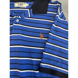 U.S. Polo Assn. Short Sleeve Blue Black Cotton Casual Polo Shirt‎ Men's Sz L